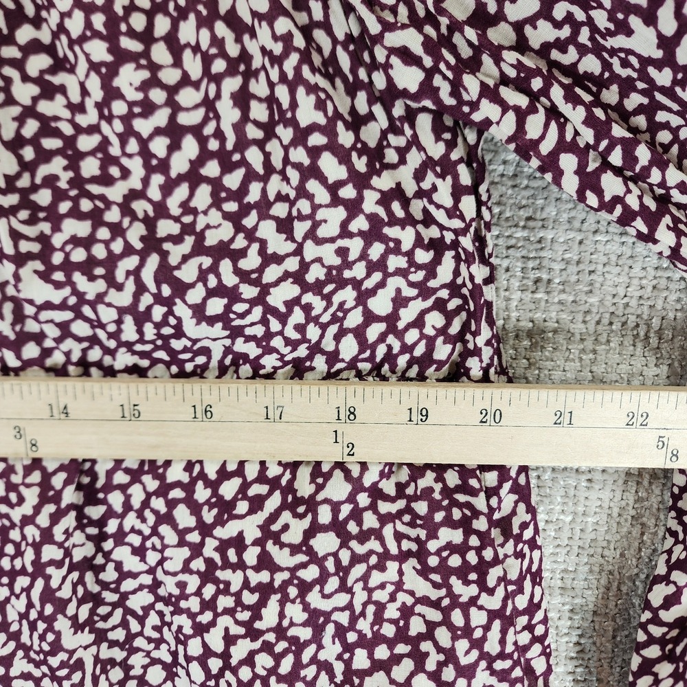 Gap Boho Tiered Cotton Gauze Dress Womens MT Tall Purple Cream Splotch Tie Neck - Picture 6 of 12